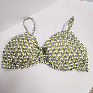 Shade & Shore Geometric Pattern Bikini Top Purple Green Size 34C